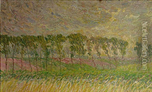 Landscape With Corn Fields Oil Painting - Emile Claus