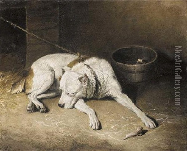 A Sleeping Dog Oil Painting - Sir Edwin Henry Landseer