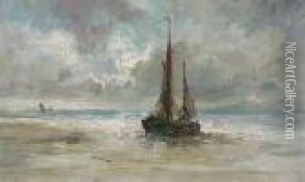 Beached Fishing Boats Oil Painting - George-Paul Chalmers