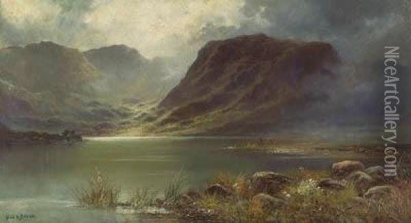 A Highland Landscape Oil Painting - Alfred de Breanski