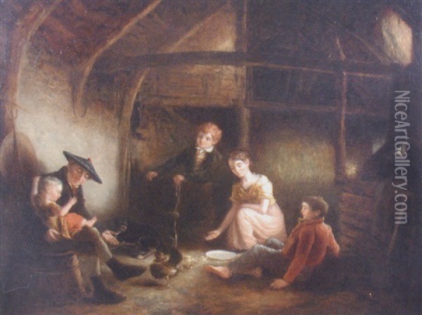 The Interior Of A Scottish Fisherman's Cottage Oil Painting - William Shiels