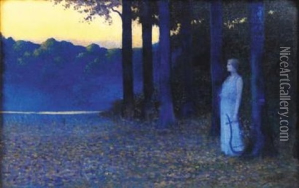 Muse De La Fontaine, 1907 Oil Painting - Alphonse Osbert