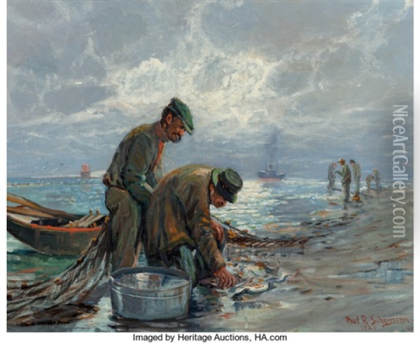 Fishermen Oil Painting - Paul Schumann