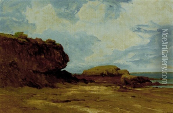 Fischer An Einer Felskuste Oil Painting - Gustave Eugene Castan