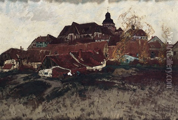 Oberkaufingen In Hessen Oil Painting - Erich Nikutowski
