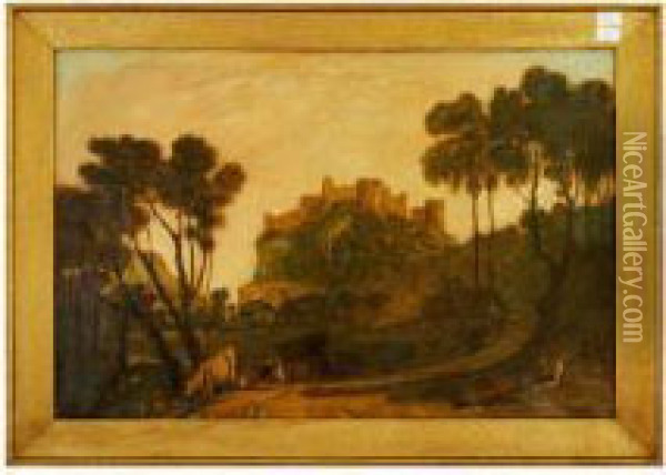 Oak Hampton Castle Oil Painting - George Ii Graham
