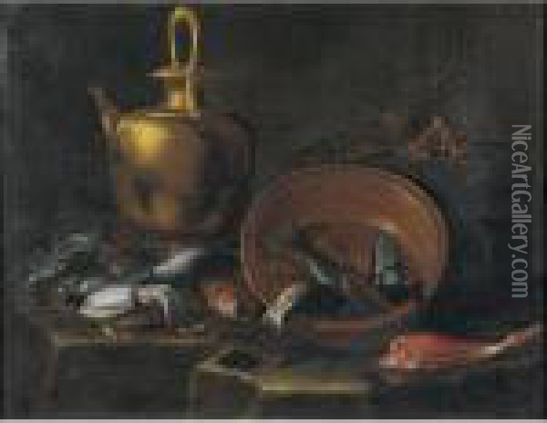 Still Life With Fish Oil Painting - Giuseppe Recco