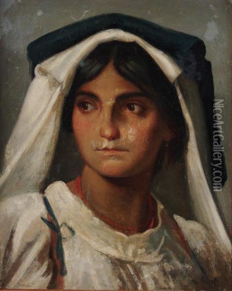 Portrait Of An Italian Girl Oil Painting - Louis-Leopold Robert