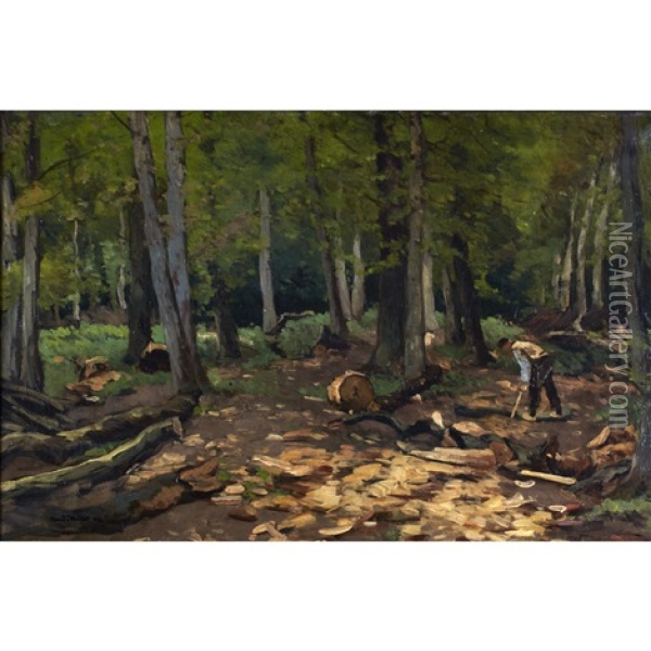 Rooting Trees Oil Painting - Horatio Walker