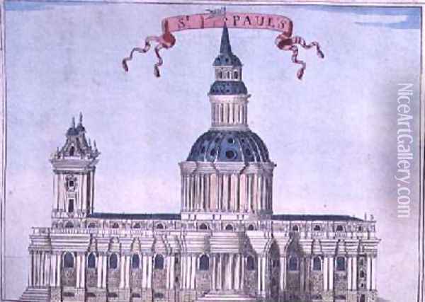 St Pauls Cathedral from A Book of the Prospects of the Remarkable Places in and about the City of London Oil Painting - Robert Morden