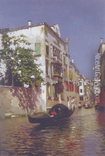 The Canals Of Venice Oil Painting - Rubens Santoro
