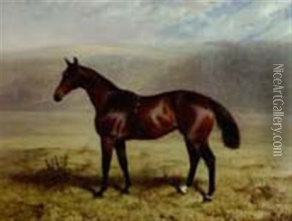 Chestnut Horse In A Landscape Oil Painting - James Lynwood Palmer