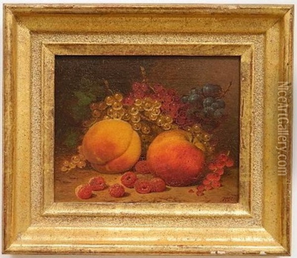 Still-life With Peaches And Berries Oil Painting - William Mason Brown
