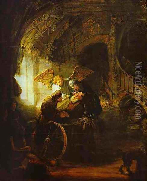 Tobias Returns Sight to His Father Oil Painting - Rembrandt Van Rijn