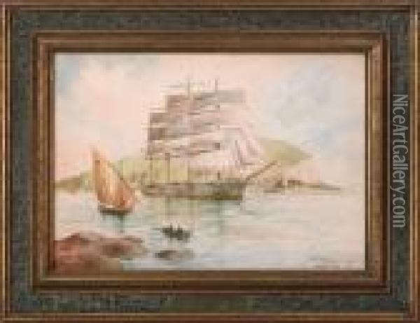Harbor Scene Oil Painting - William Minshall Birchall