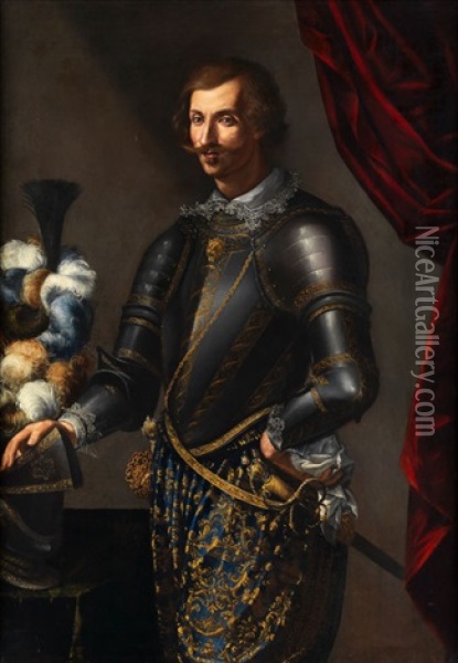Portrait Eines Herren In Rustung Oil Painting - Giuseppe Vermiglio