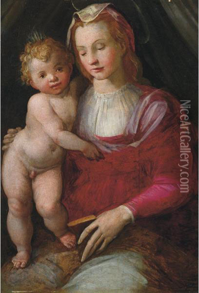 Madonna Col Bambino Oil Painting - Francesco Brini Active Florence