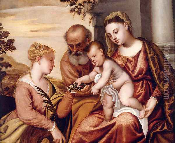 Holy Family With St. Catherine Oil Painting - Polidoro De Renzi