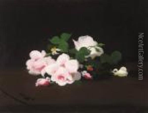 Pink And White Roses Oil Painting - James Stuart Park