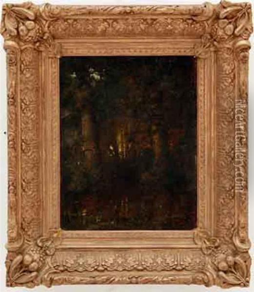 Nocturnal Swamp Scene Oil Painting - Robert Crannell Minor