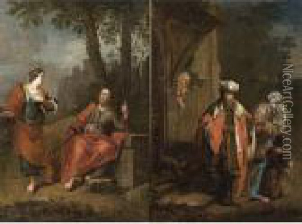 Noli Me Tangere; Hagar And Ismael Being Sent Away Oil Painting - Januarius Zick