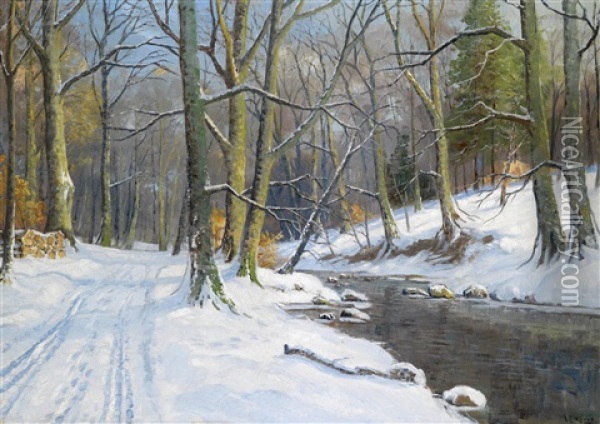 Bachlandschaft Im Winter Oil Painting - Walter Moras