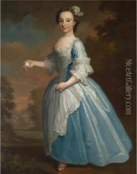 Portrait Of Elizabeth Hatch Oil Painting - George Knapton