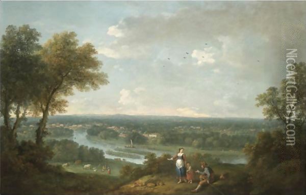 View Of The River Thames From Richmond Hill Oil Painting - Francesco Zuccarelli