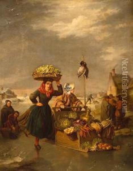 Going To Market Oil Painting - Jean P. Plattel