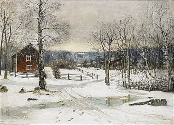 Vinterbild Fran Sodermanland Oil Painting - Olof Hermelin