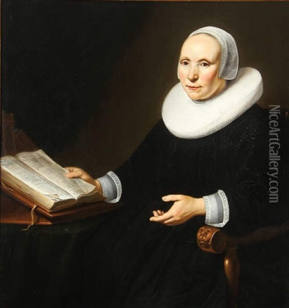 Portrait Of A Lady In A Chair Holding A Book Oil Painting - Jacob Gerritsz Cuyp