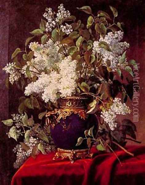 White Lilacs 2 Oil Painting - Jean Capeinick