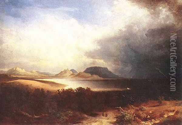 Kilatas a Balatonra (Vihar a Balatonon), 1851 Oil Painting - Sandor Brodszky