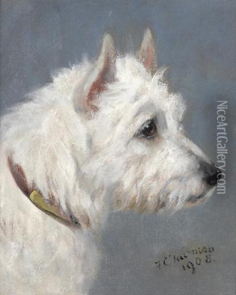West Highland Terrier. Oil Painting - Frances C. Fairman