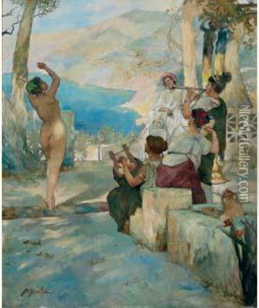 La Danse Oil Painting - Emile Pierre Metzmacher