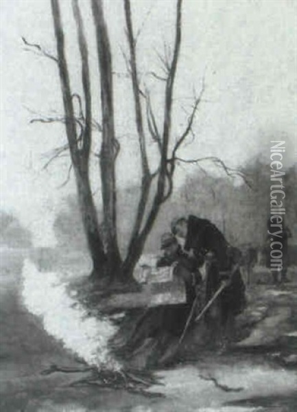 Soldater Holder Hvil Oil Painting - Paul (Louis Narcisse) Grolleron