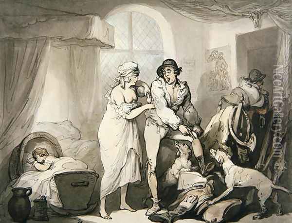 Four OClock in the Country, c.1788-90 Oil Painting - Thomas Rowlandson