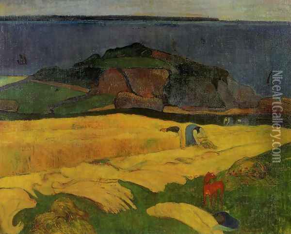 Seaside Harvest Le Pouldu Oil Painting - Paul Gauguin