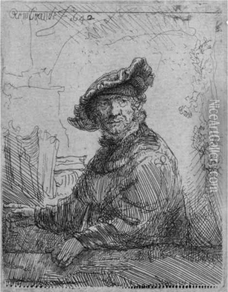 Man In An Arbor Oil Painting - Rembrandt Van Rijn