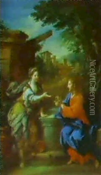 Christ And The Woman Of Samaria Oil Painting - Sebastiano Conca