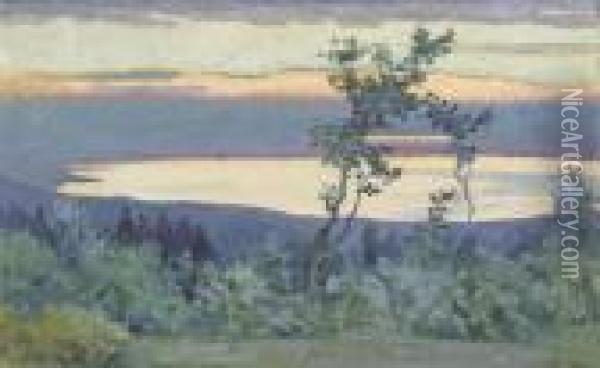 Morgenrote Am Neuenburgersee Oil Painting - Charles L'Eplattenier