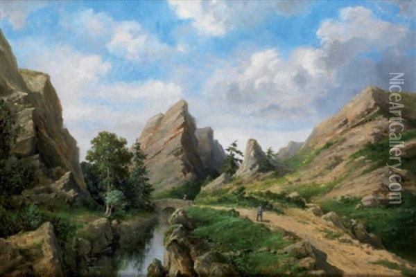 Chemin Anime En Montagne Oil Painting - Adolphe-Irenee Guillon