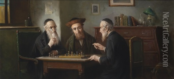 Das Schachspiel Oil Painting - Lajos Koloszvary