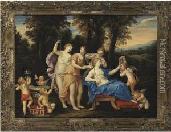 Toilet Of Venus Oil Painting - Francesco Albani