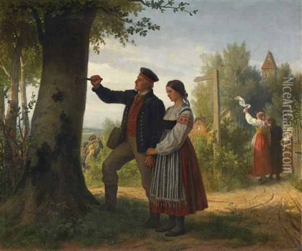 Abschied Des Litauischen Landwehrmannes Von Seiner Geliebten Oil Painting - Gustave Graef