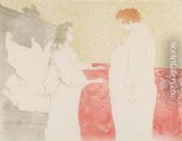 Femme Au Lit, Profil, Au Petit Lever Oil Painting - Henri De Toulouse-Lautrec