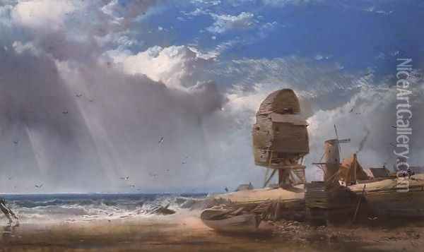 A Ruined Mill near Yarmouth Oil Painting - Henry Bright