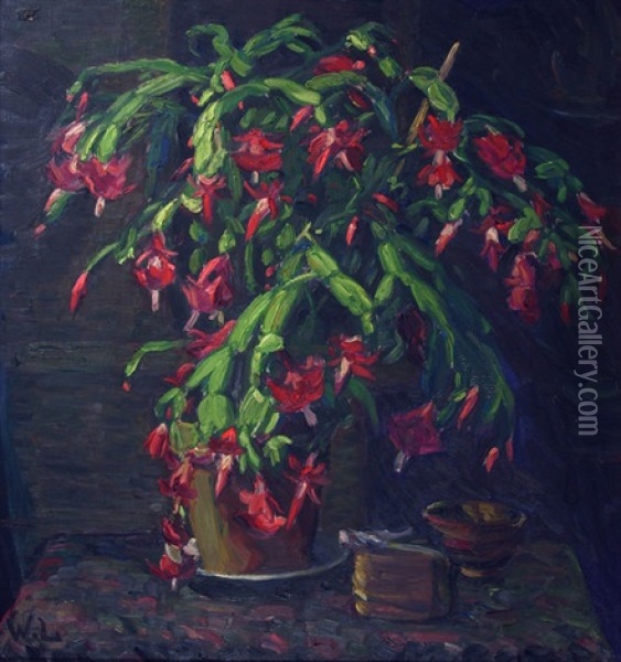 Bluhendes Epiphyllum Oil Painting - Wilhelm Laage