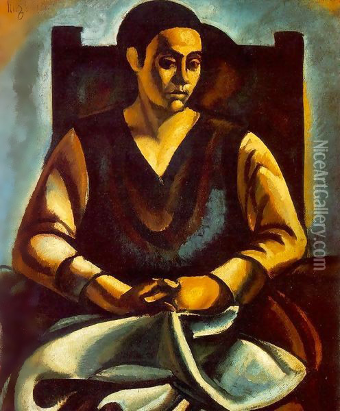 Sitting Woman 1918 Oil Painting - Bela Kondor