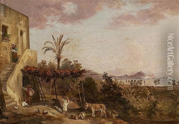 Views Of Ischia Oil Painting - Carl (Karl) Wilhelm Goetzloff